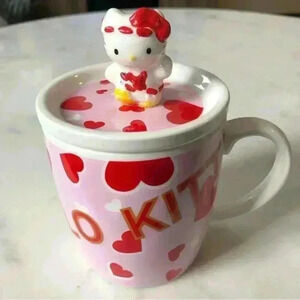 RARE Sanrio Hello Kitty 2010 hearts pattern mug set, made in Japan